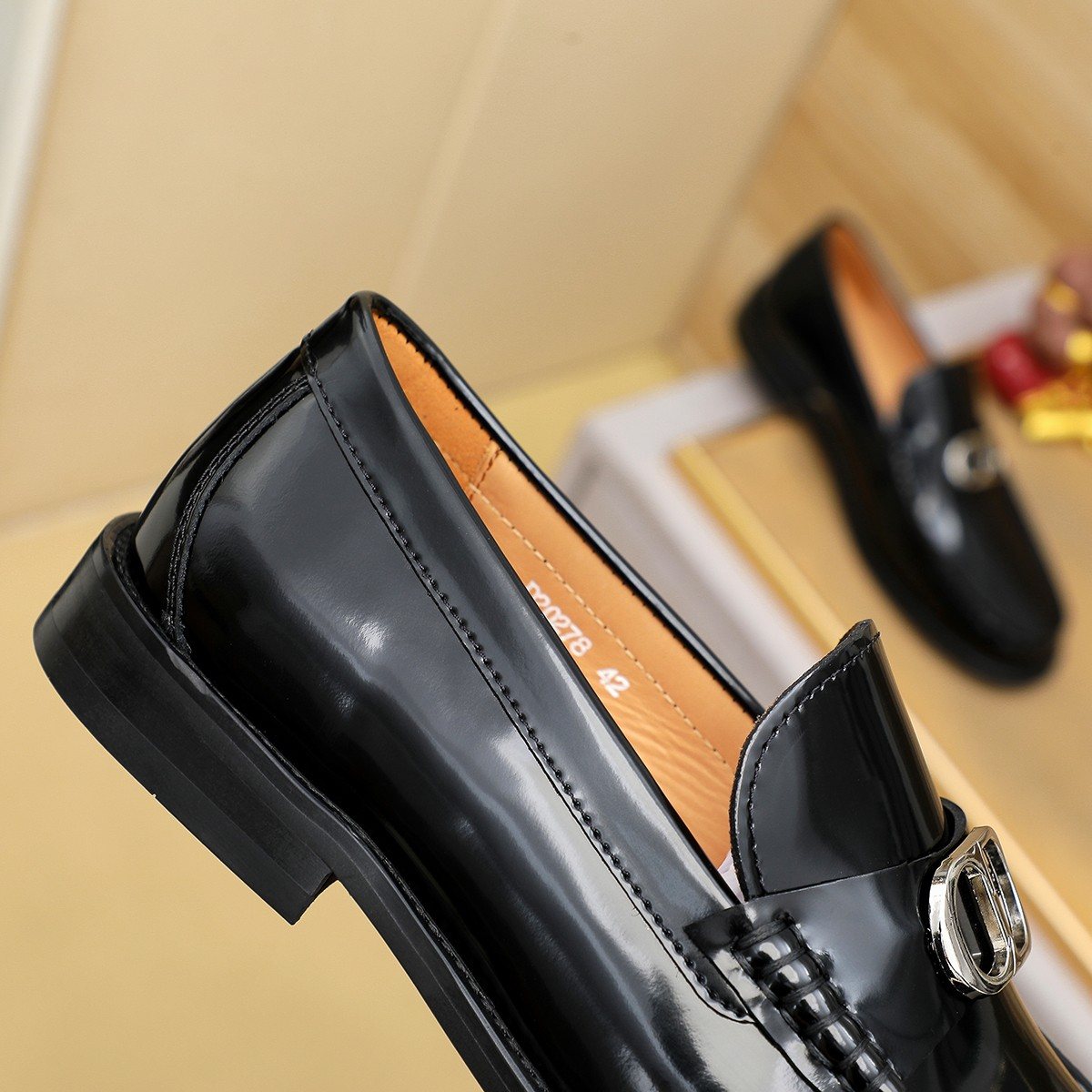 Dior Black Buckle Loafers — model