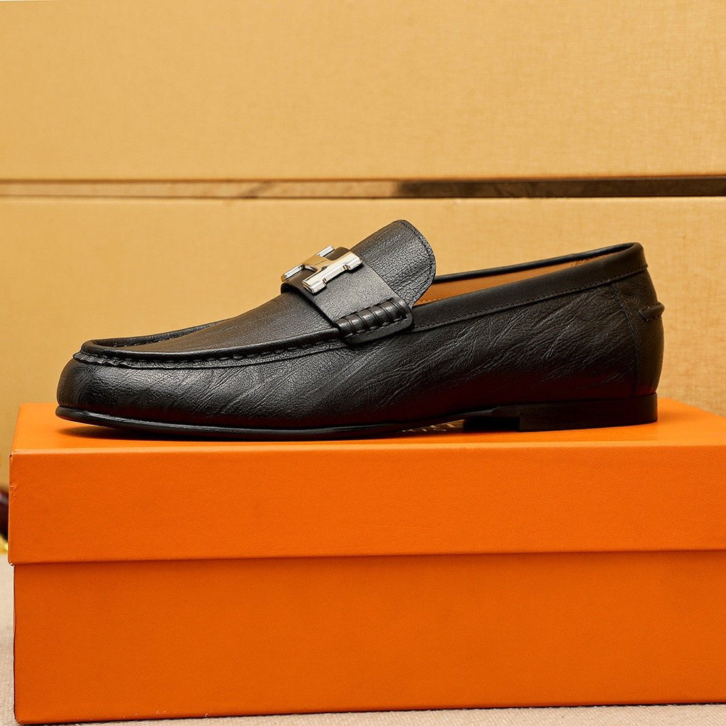 Hermès Black H-Hardware Loafers — side