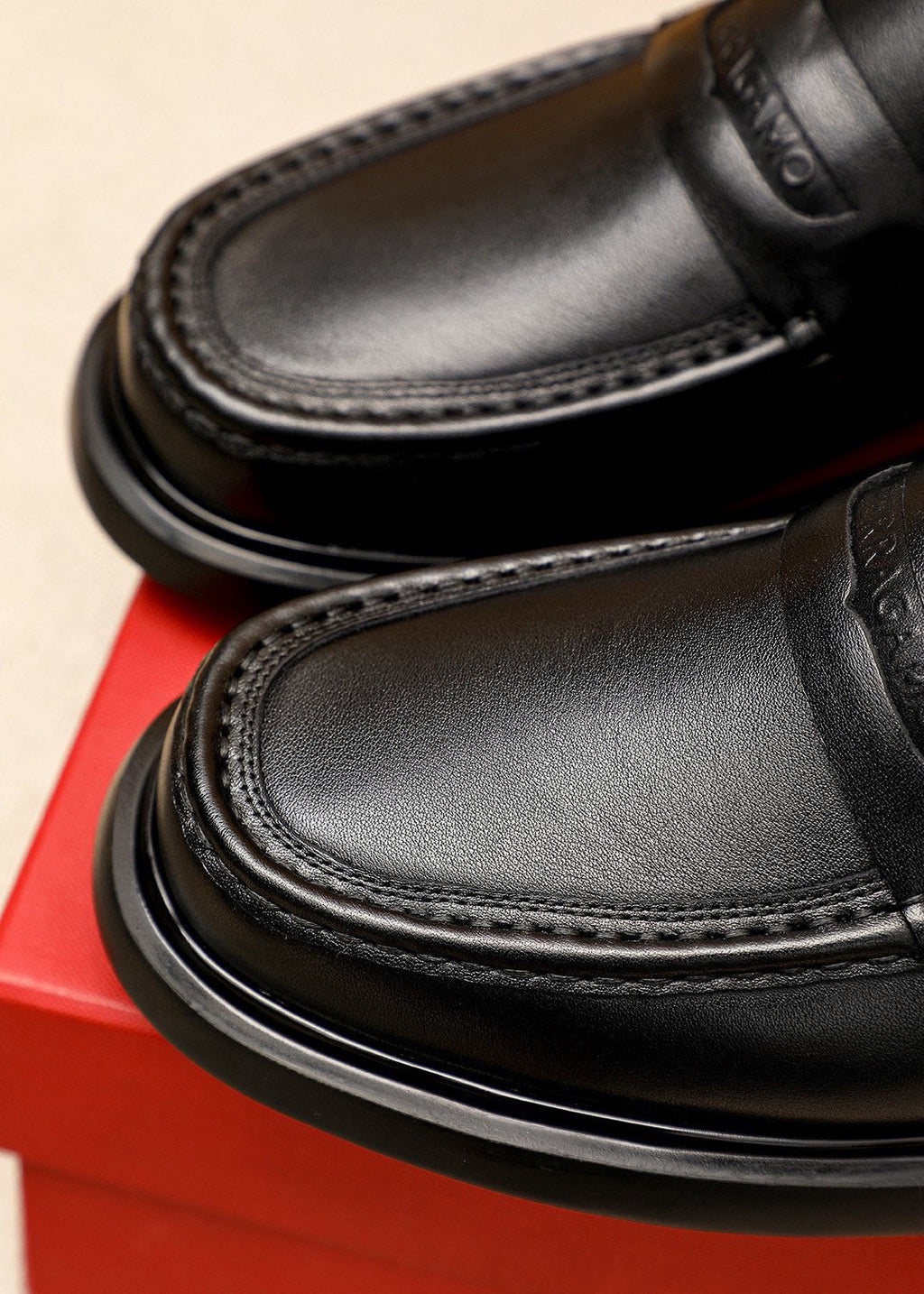 Ferragamo Black Leather Loafers — detail
