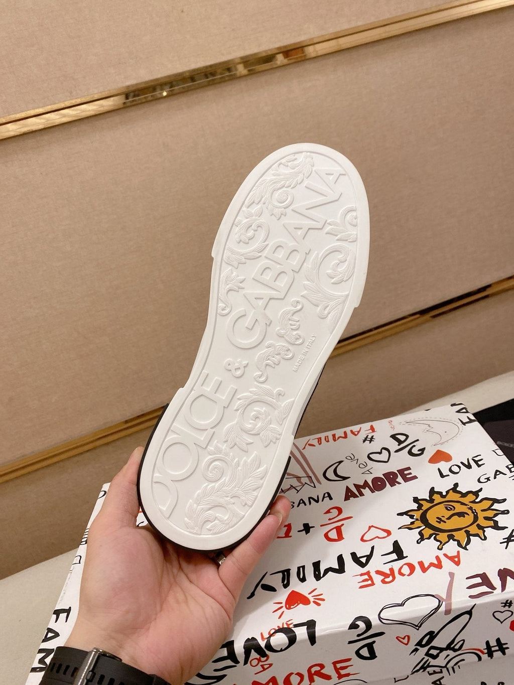 Dolce & Gabbana White Black Accent Sneakers — detail