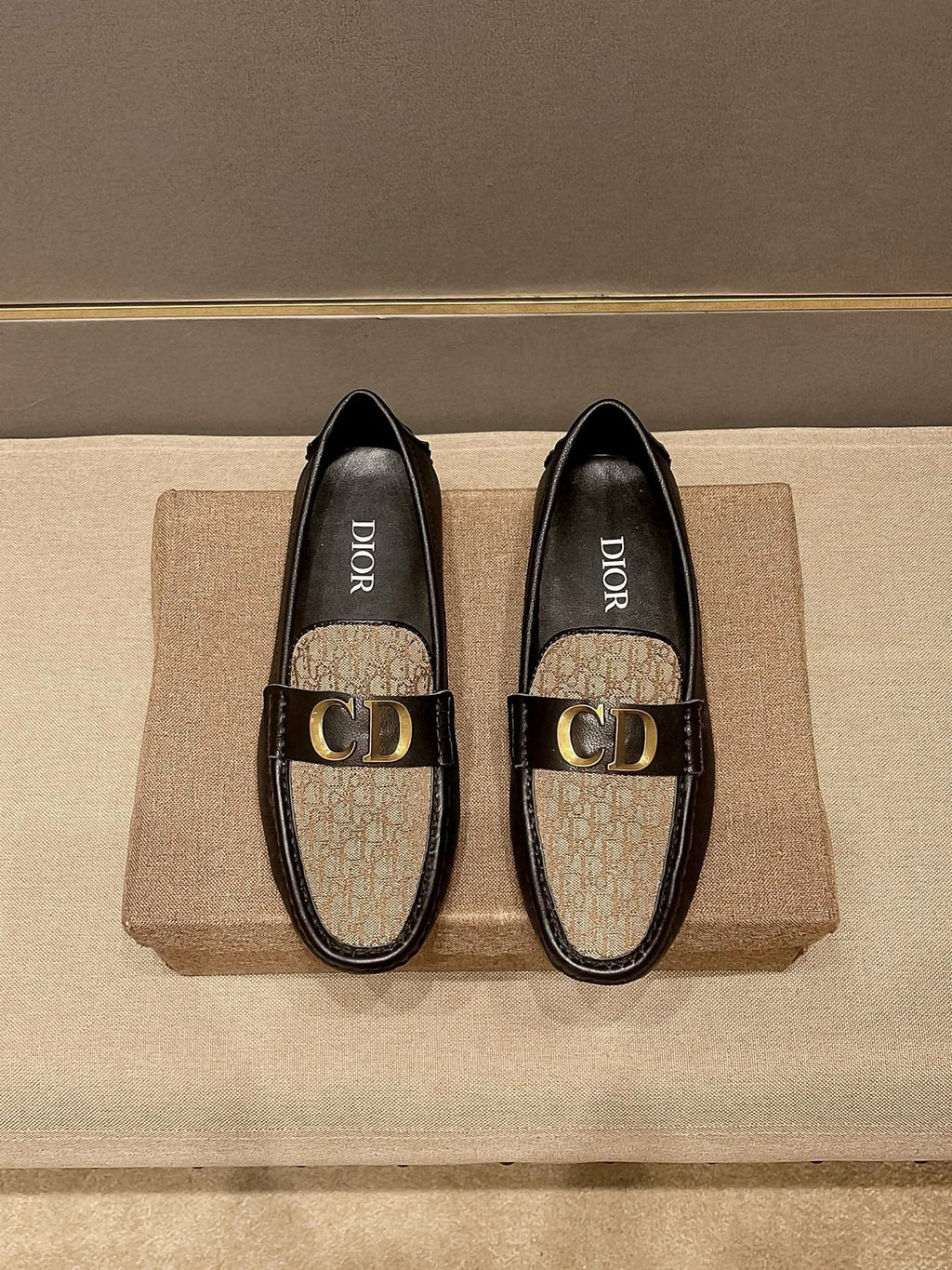 Dior Patterned Vamp Buckle Loafers — front