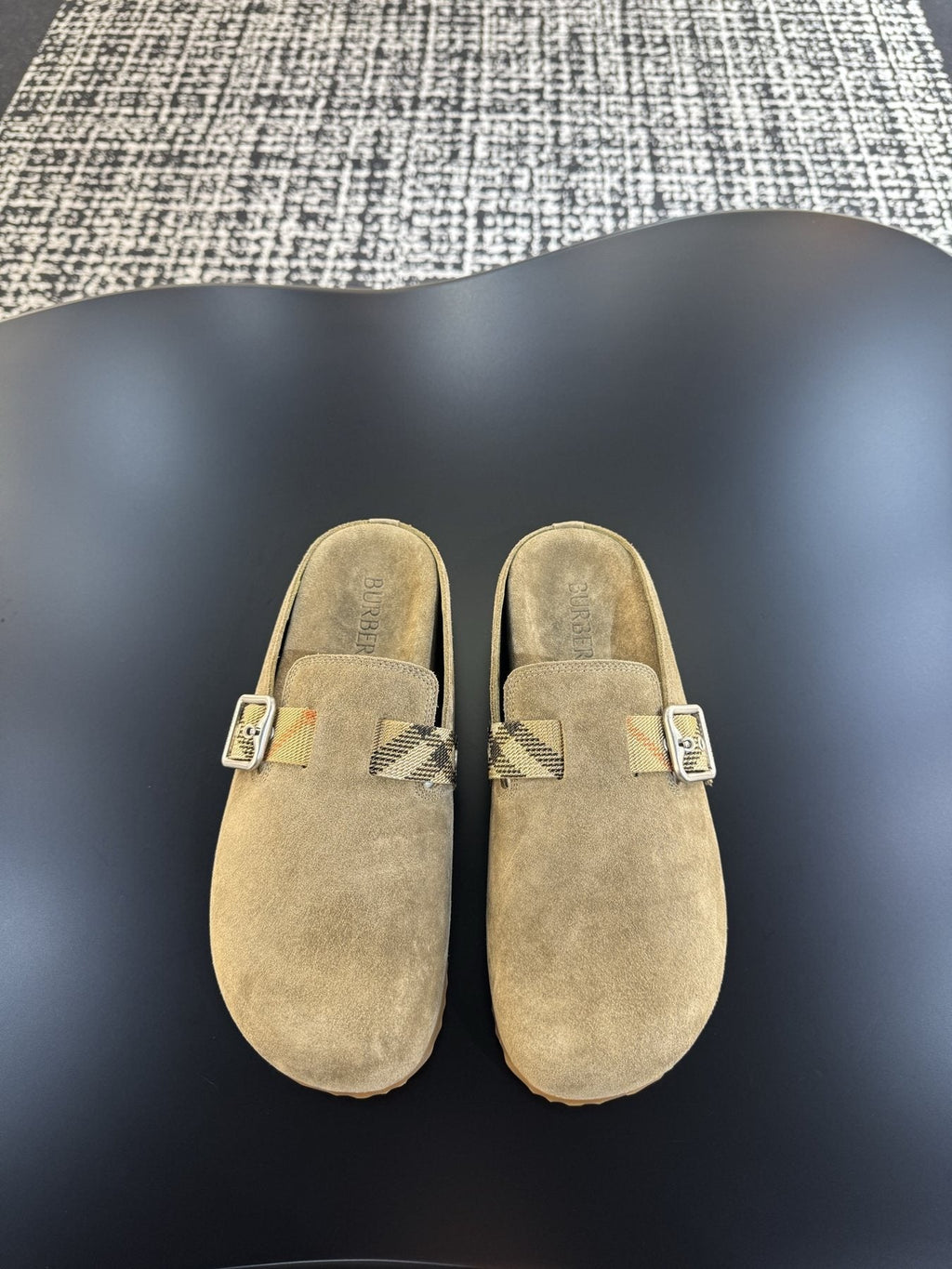 Burberry Men's Adjustable Buckle Slide Sandals — front