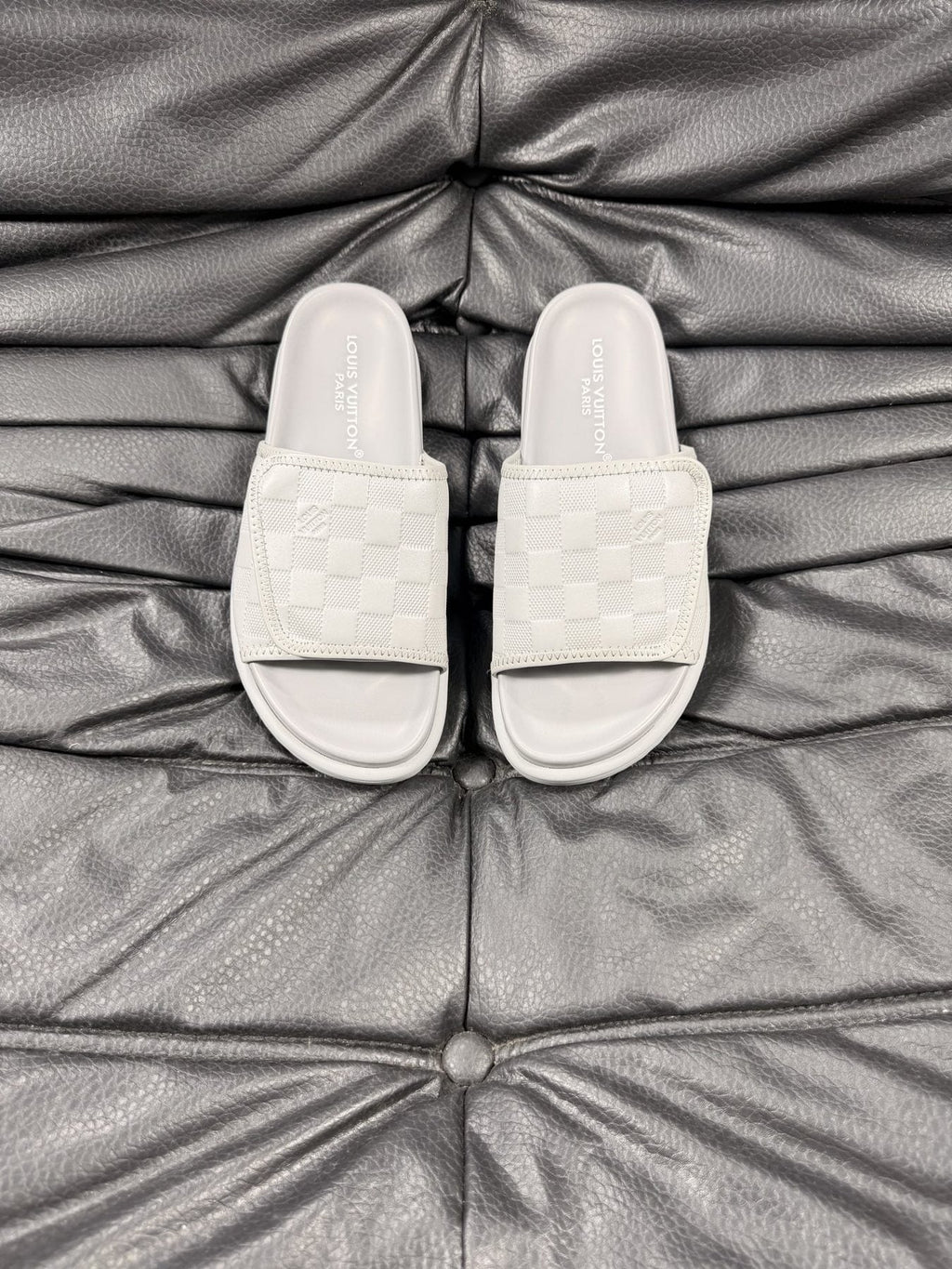 Louis Vuitton Woven Strap Slide Sandals — front