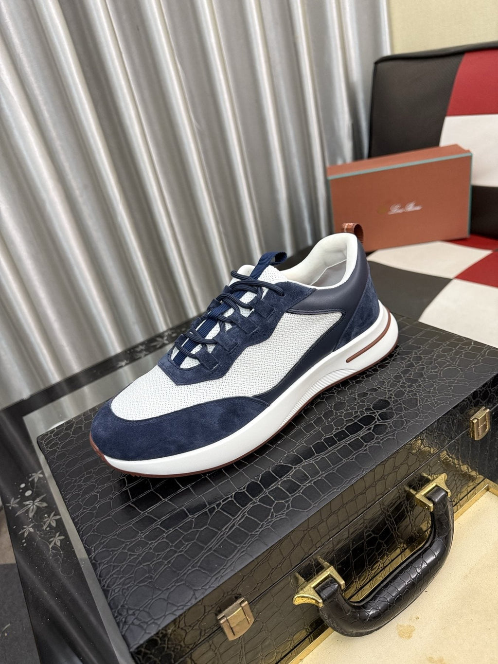 Textured Lace-Up Low-Top Sneakers — front