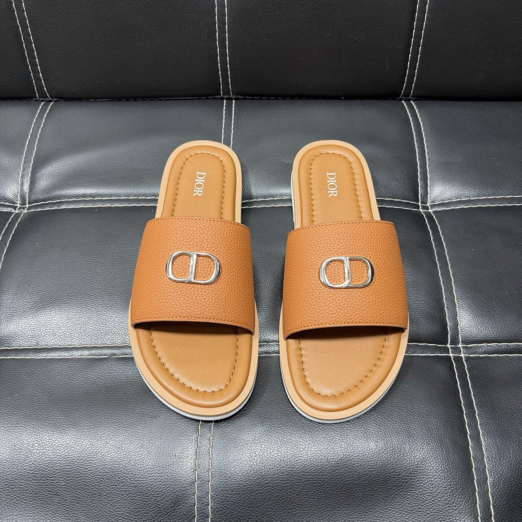 Dior CD Emblem Slide Sandals — front