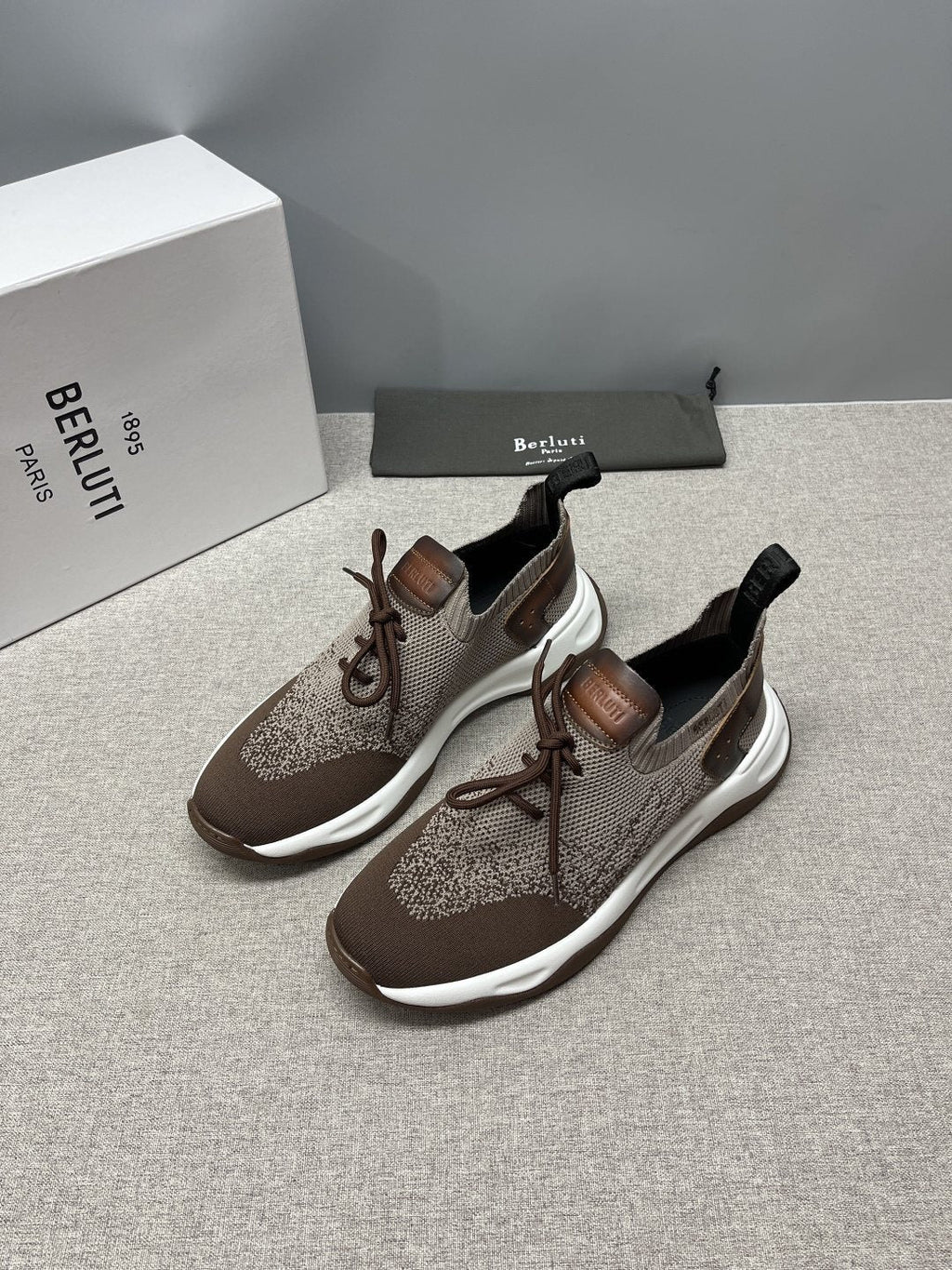 Berluti Blue Knit Lace-Up Sneakers — front