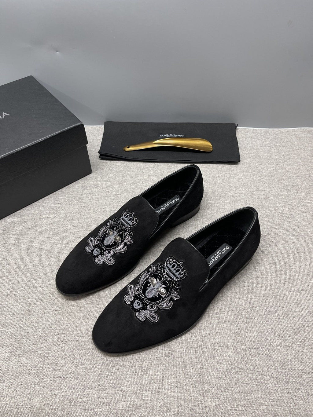 Dolce & Gabbana Crown Embroidered Loafers — front