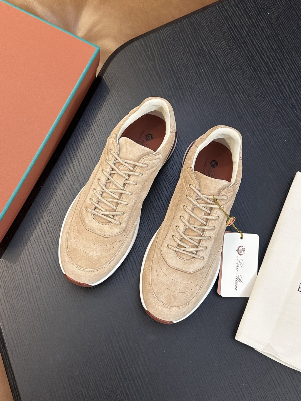 Loro Piana Taupe-Gray Low-Top Sneakers — front