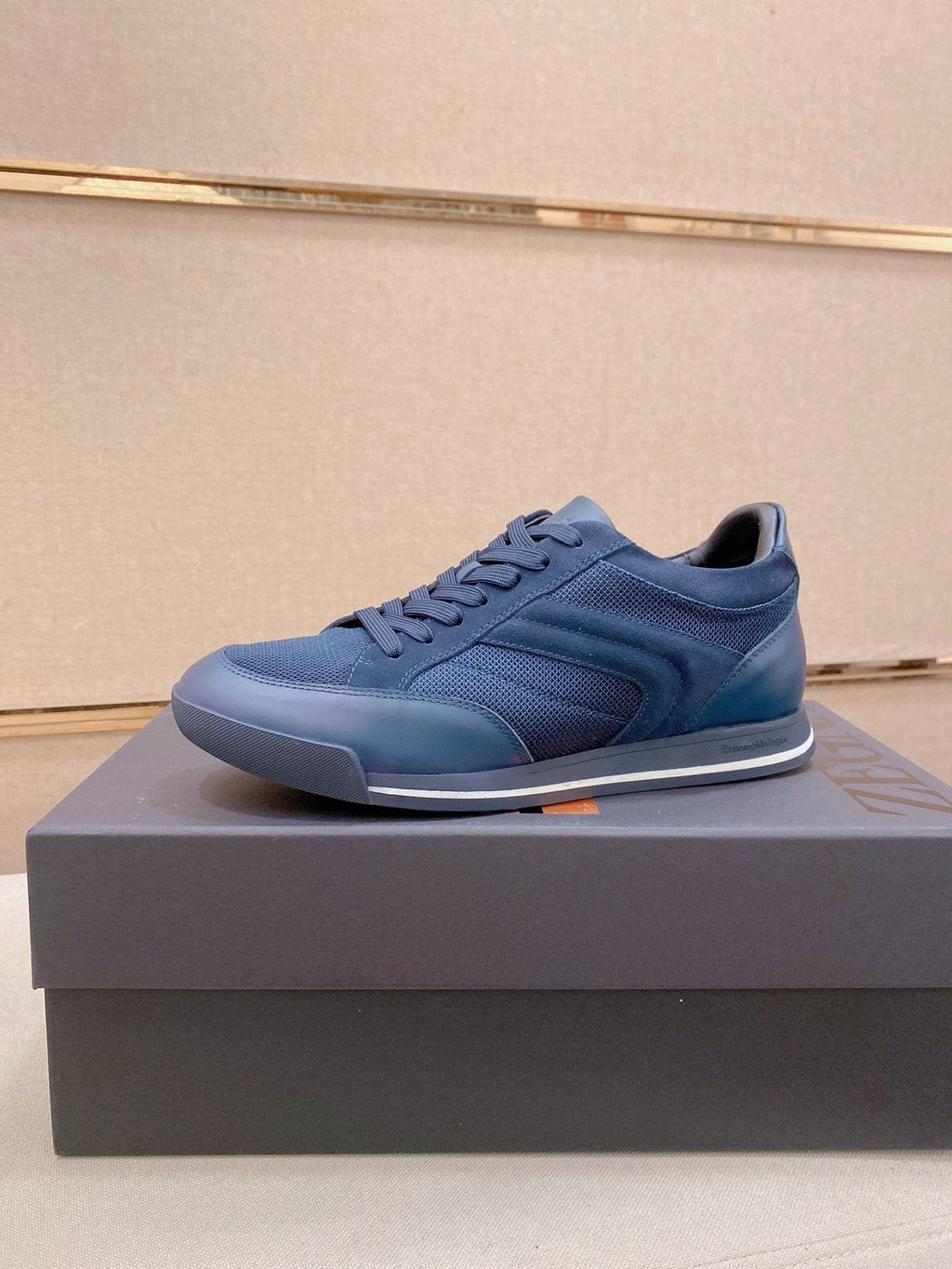 Zegna Leather and Suede Low-Top Sneakers — front
