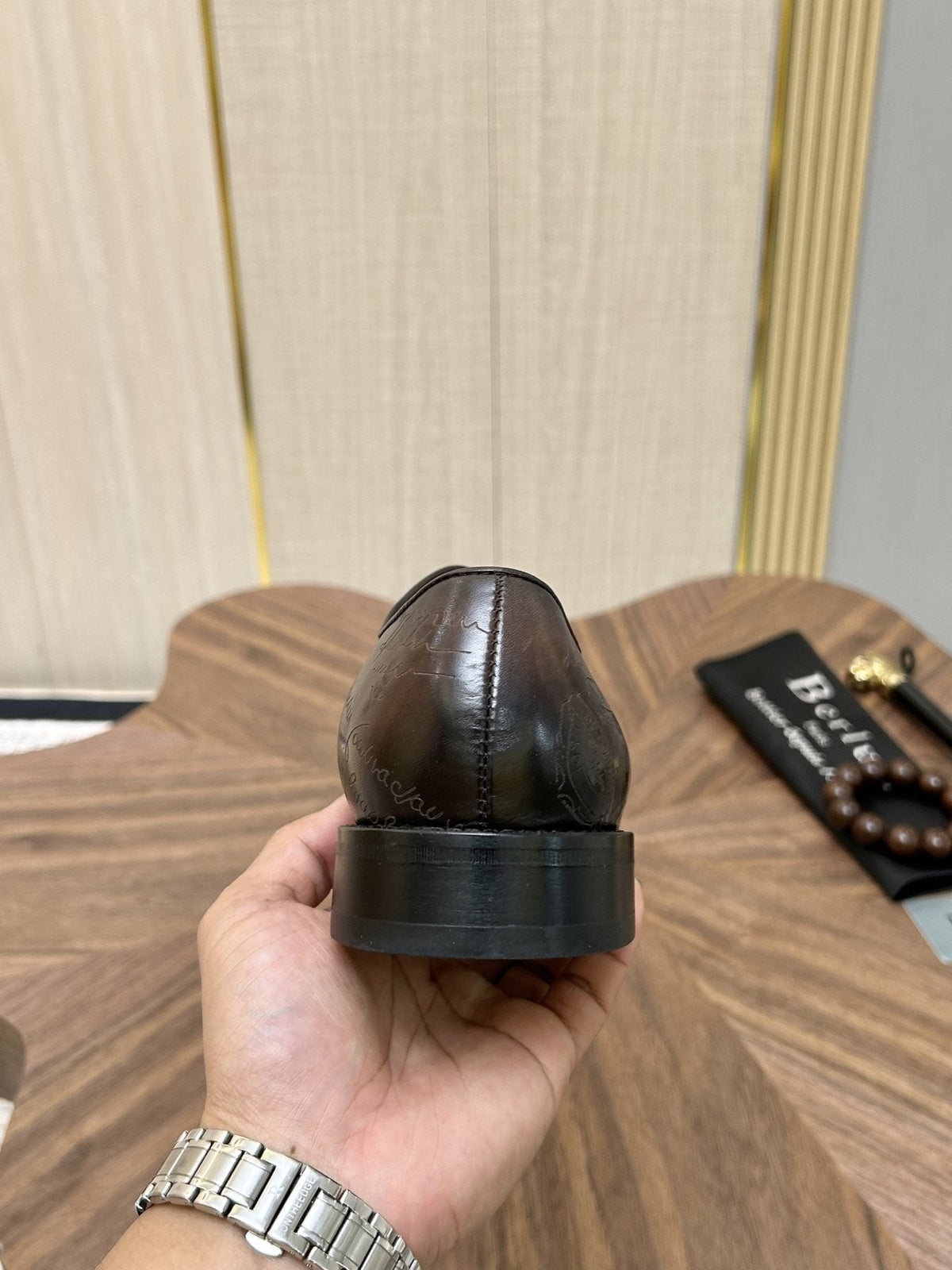 Berluti Burnished Lace-Up Dress Shoes — back