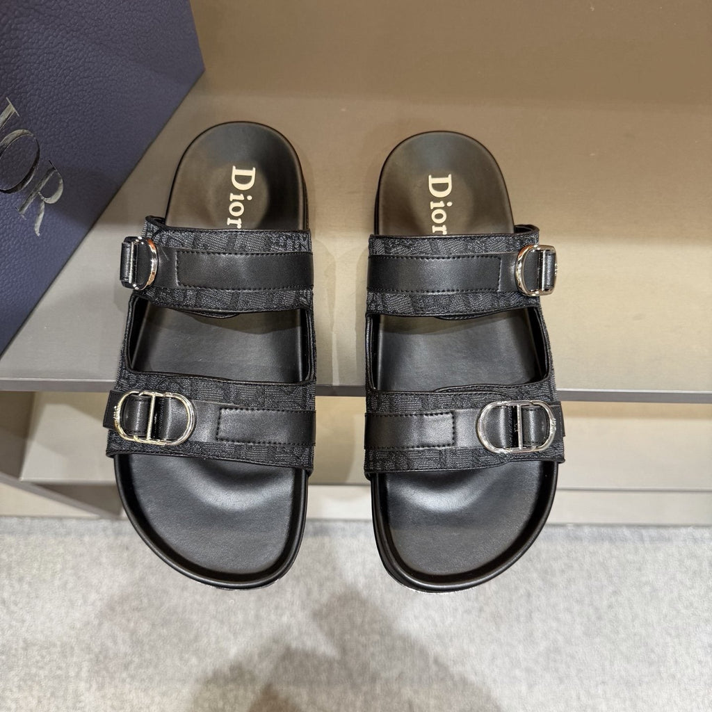 Dior Two-Strap Buckle Slide Sandals — hero