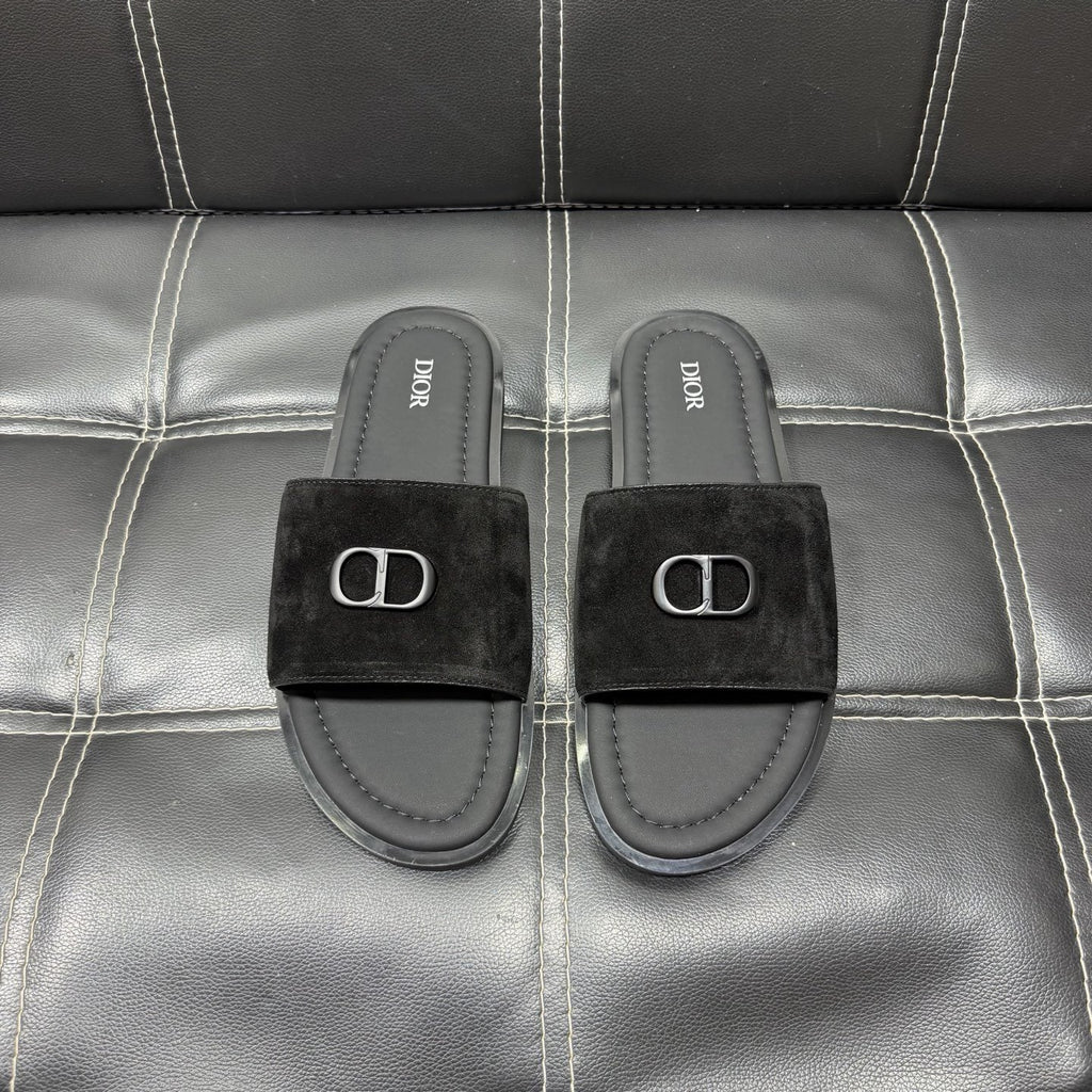 Dior Emblem Strap Slide Sandals — front